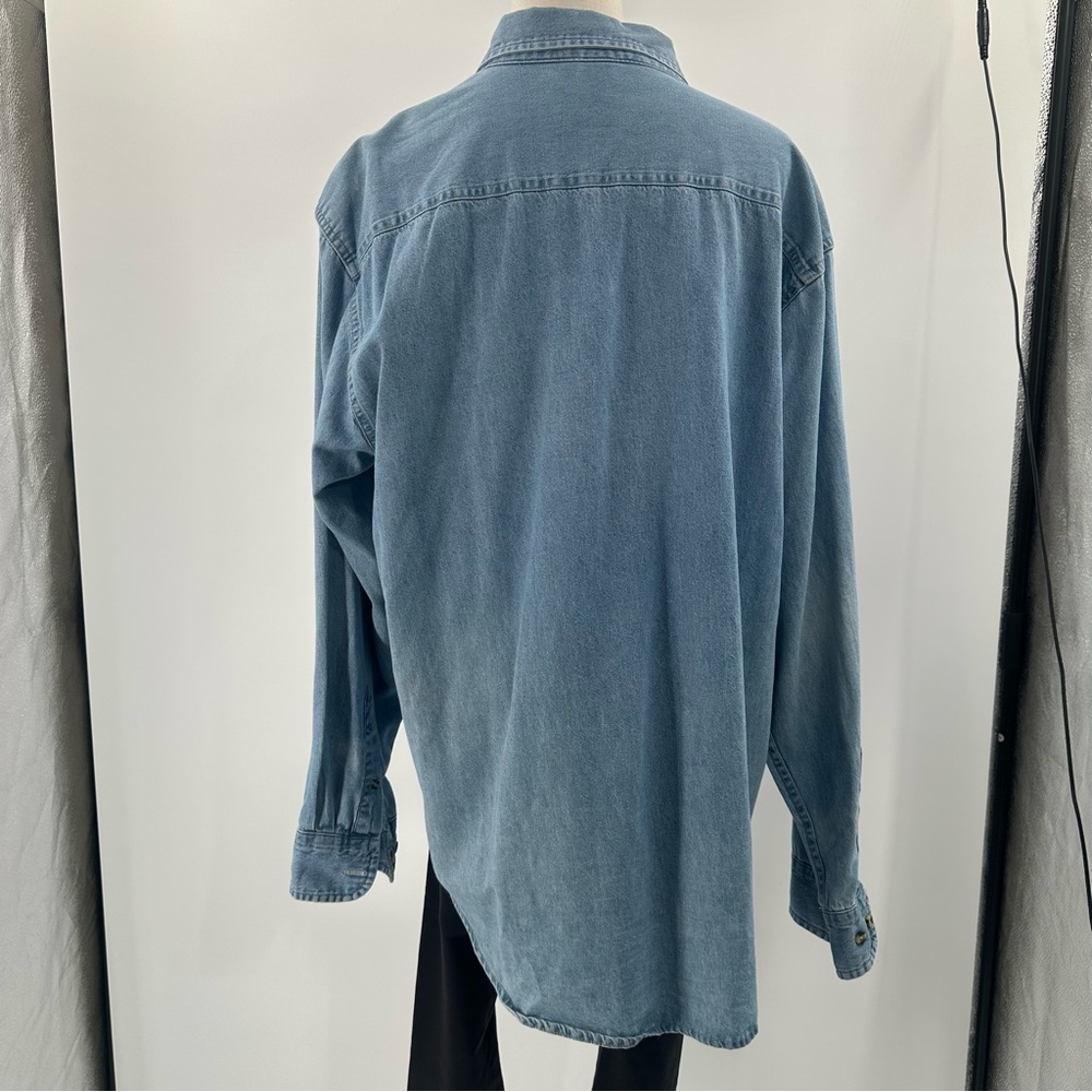 Nashville Guitar Vintage Embroidered Chambray Shirt 100%cotton Large Unisex - Picture 7 of 8